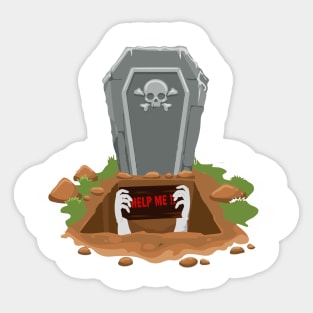 Halloween with grave illustration Sticker